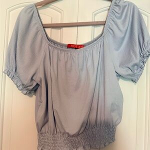 Hot Kiss Light Blue Gathered Sleeve crop and shorts set